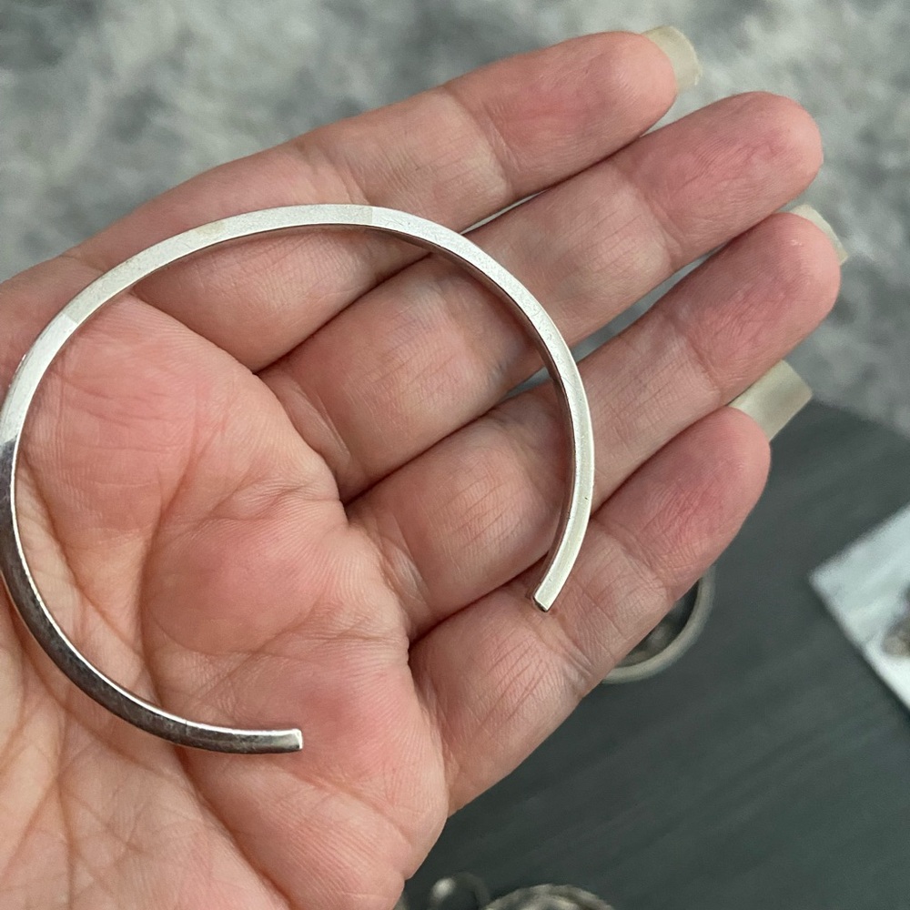 Minimalist  small size sterling Silver Cuff Bracelet - Open Bangle